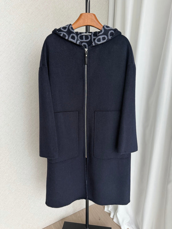 HM 26FW Hooded Coat Pig-Nose Detail Cashmere 440849