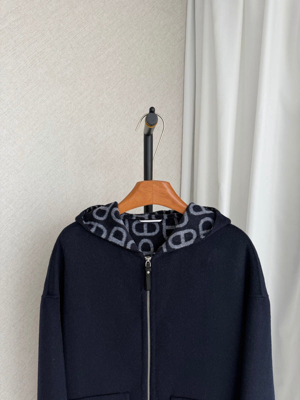 HM 26FW Hooded Coat Pig-Nose Detail Cashmere 440849