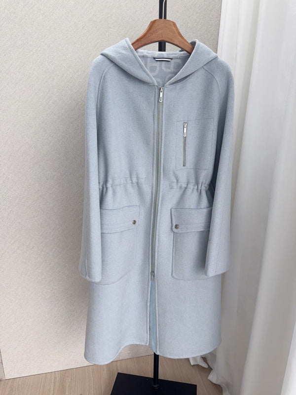 HM 26FW Hooded Zip-Up Coat Printed Hood Lining Cashmere 440840