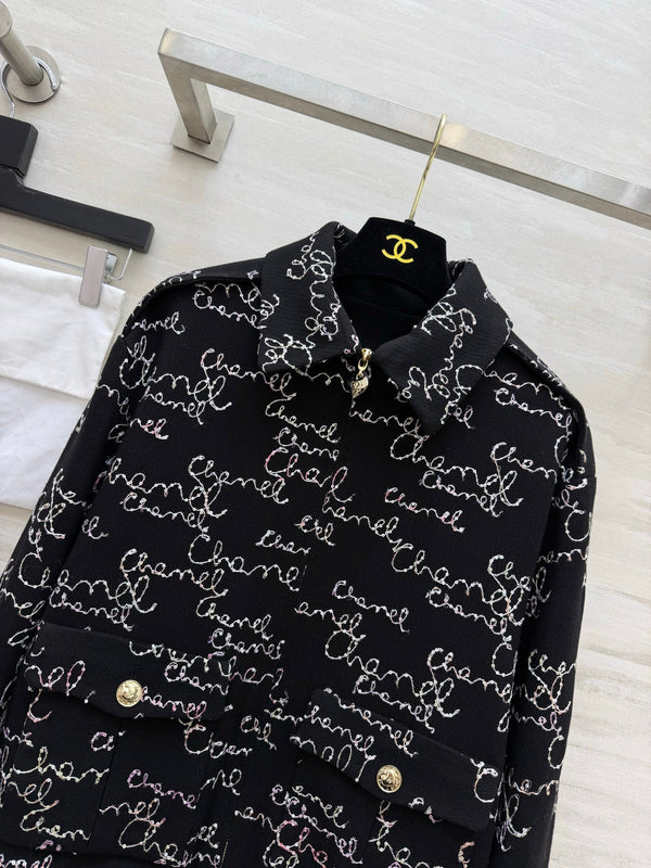 CC 26FW Embroidered Lapel Waist-Defined Jacket Wool 441628