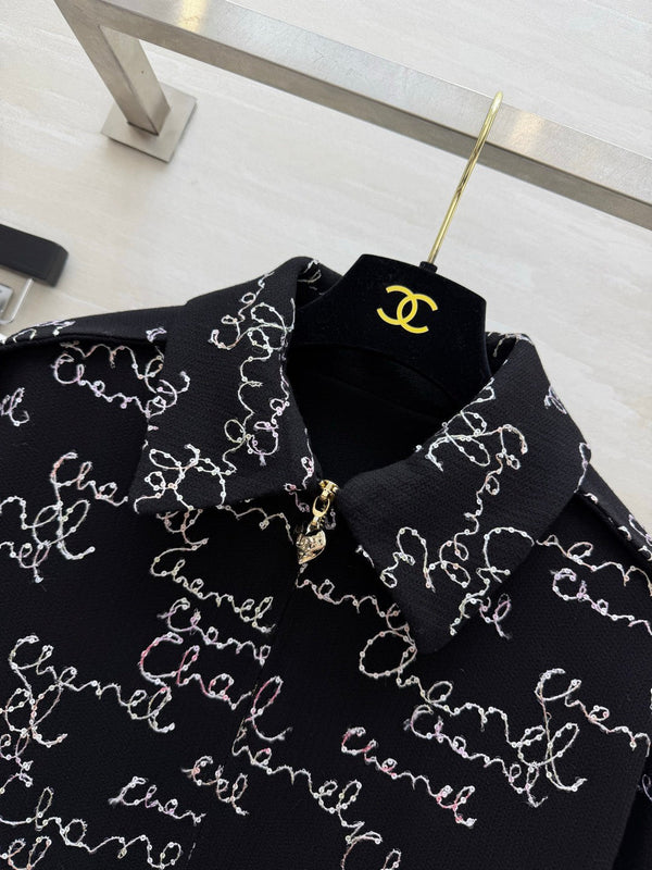 CC 26FW Embroidered Lapel Waist-Defined Jacket Wool 441628