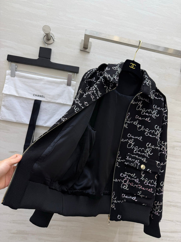 CC 26FW Embroidered Lapel Waist-Defined Jacket Wool 441628