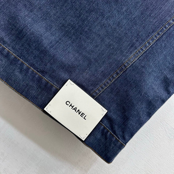 CC 26FW Chain-Trim Denim Vest Embroidered Logo Blue Cotton 441464