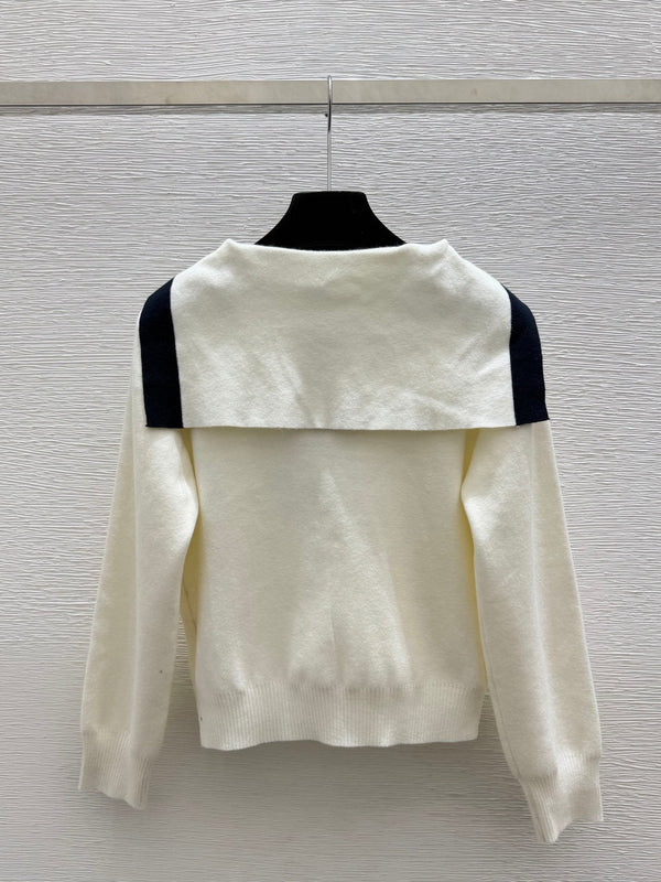 CC 26FW Marine-Inspired Knit Pullover Sweater Sailor Collar Half-Button Logo Wool 313320
