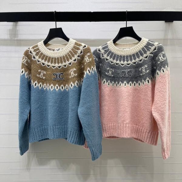 CE 26FW Fair Isle Crochet Crewneck Sweater Knitwear Wool 446574