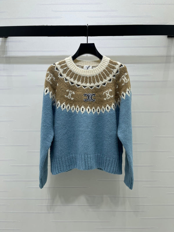 CE 26FW Fair Isle Crochet Crewneck Sweater Knitwear Wool 446574