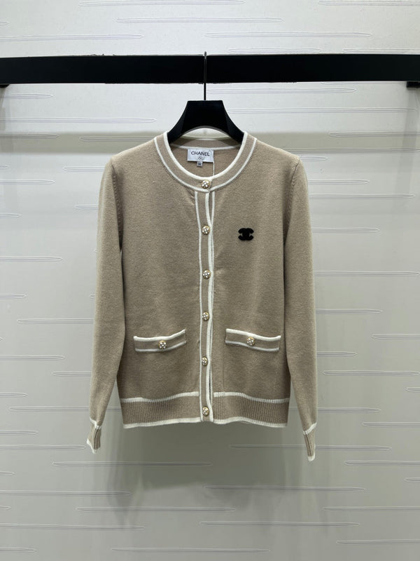 CC 26FW Contrast-Trim Crewneck Cardigan Viscose 446562
