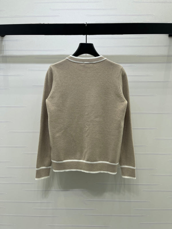 CC 26FW Contrast-Trim Crewneck Cardigan Viscose 446562