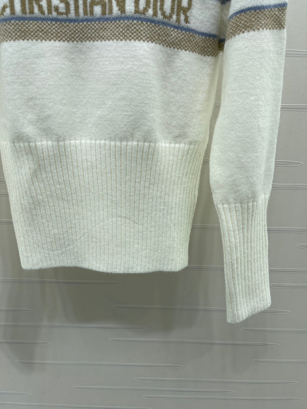 CD 26FW Crewneck Sweater Letter Crochet and Star Jacquard Wool 446536