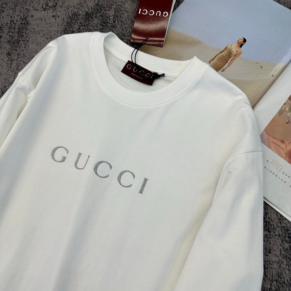 GG 26FW Cotton Jersey T-Shirt Glitter Logo Cotton 446462