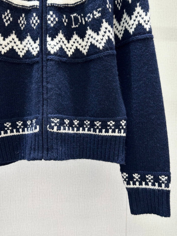 CD 26FW Fair Isle Jacquard Zip-Up Knit Vest High Neck Wool 446671