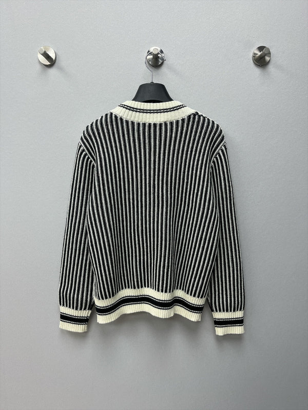 CC 26FW Ski Collection Striped Crewneck Sweater Double-C Logo Wool 446624