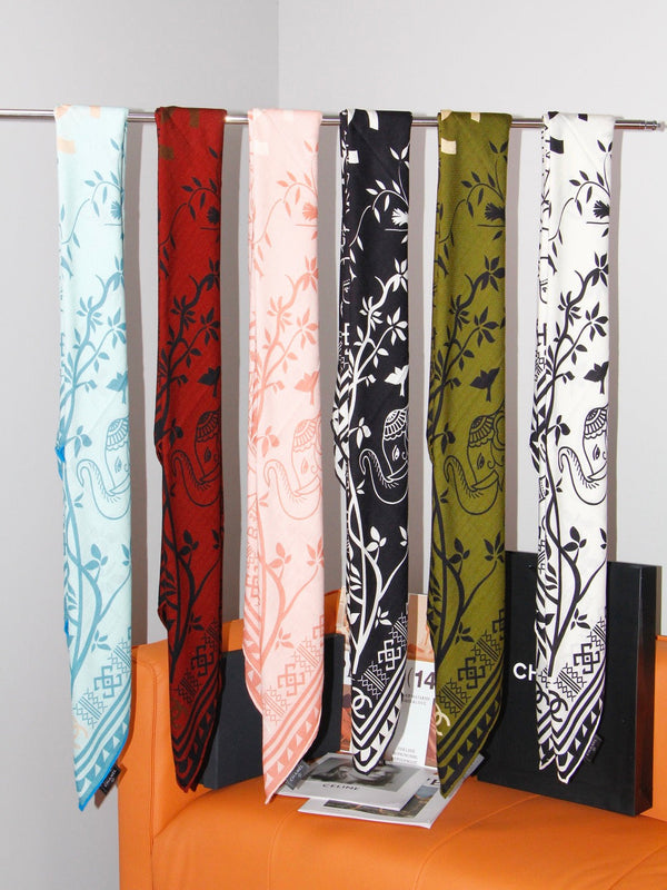 CC 2026 Square Scarf 140cm Cashmere Silk 550804