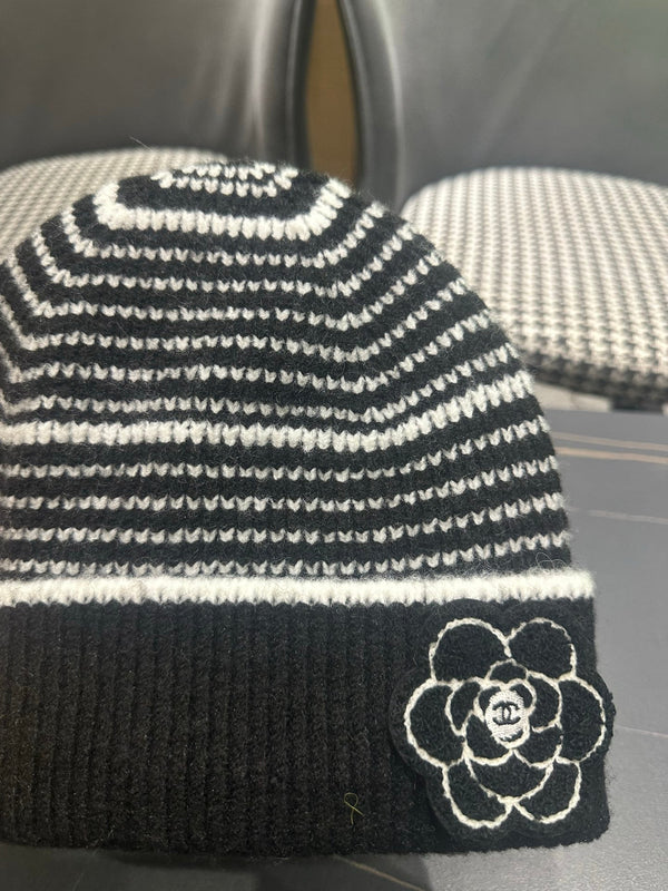 CC 26FW Striped Color-Block Beanie Knitted Wool 551879