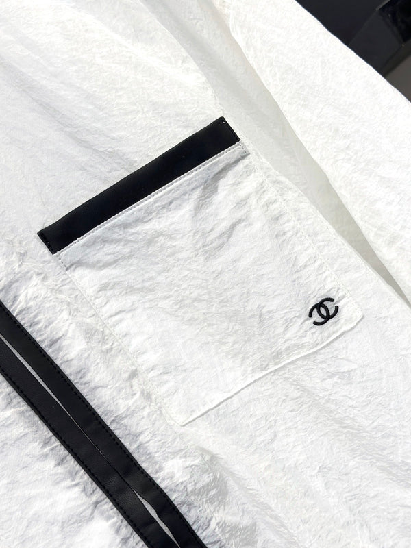 CC Stand-Collar Windbreaker Jacket Double-C Logo Black White Polyamide 447733
