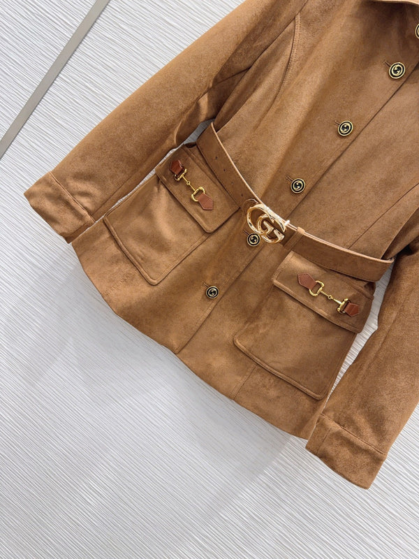 GG 26FW Belted Utility Jacket Horsebit Detail Buckle Polyester 447578