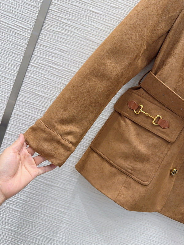 GG 26FW Belted Utility Jacket Horsebit Detail Buckle Polyester 447578