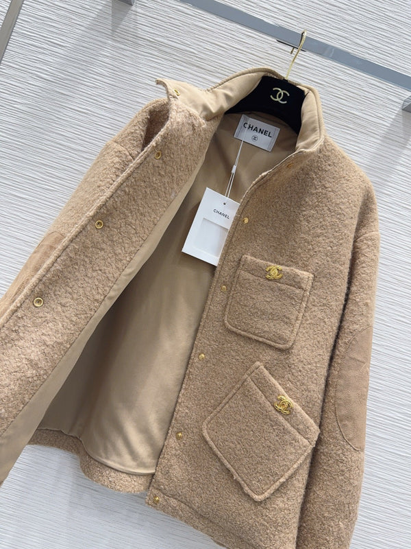 CC 26FW High-Collar Jacket Gold-Tone Snap Buttons Wool 447516