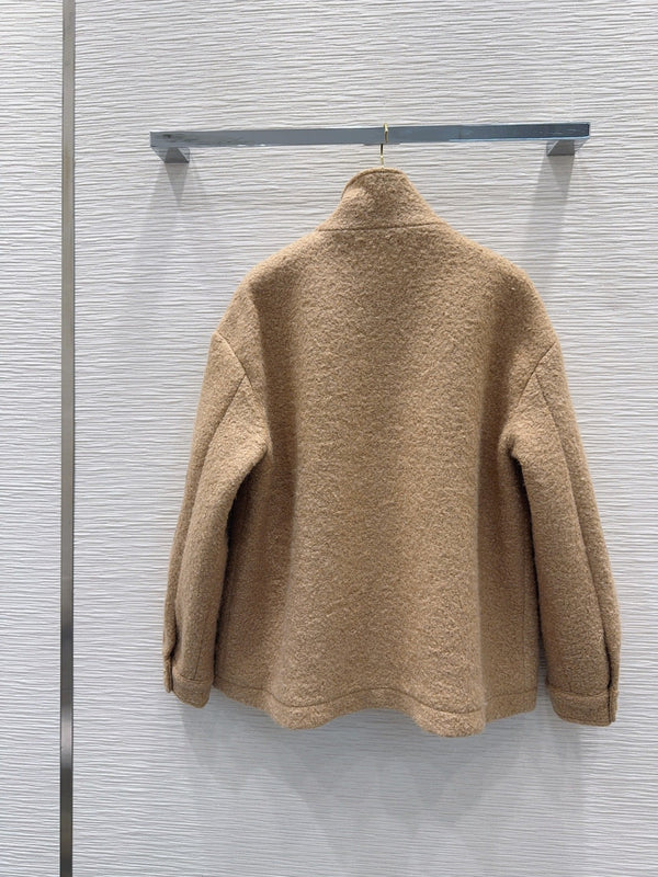 CC 26FW High-Collar Jacket Gold-Tone Snap Buttons Wool 447516