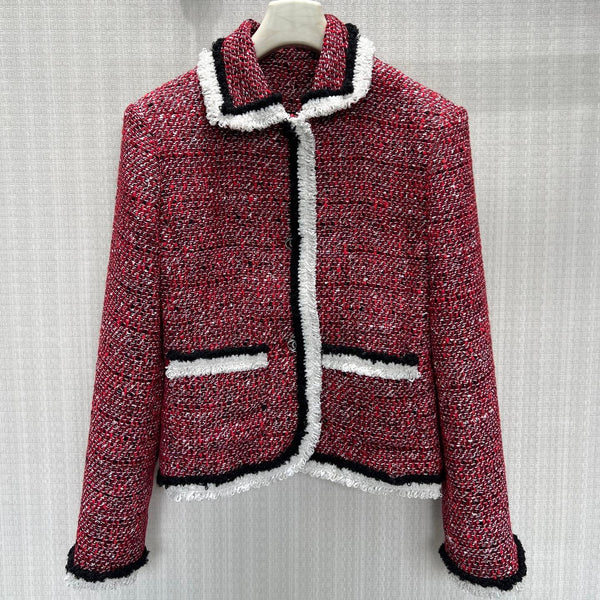 CC 26FW Cropped Jacket Multicolor Trim Silk Blend 447431