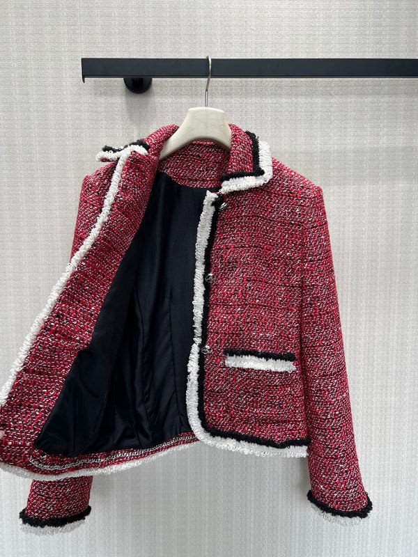 CC 26FW Cropped Jacket Multicolor Trim Silk Blend 447431