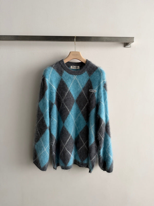 Miu 26FW Diamond-Jacquard Crewneck Wool Blend 447314