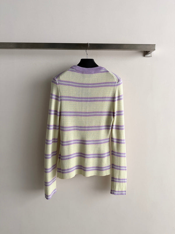 Prad 26FW Striped Crewneck Knit Sweater Logo Print Cashmere 447260