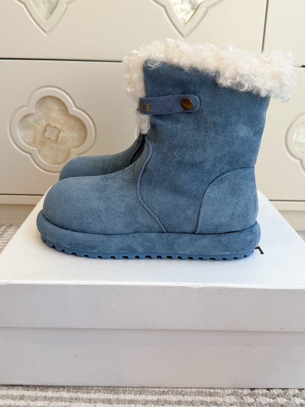 LW 26FW Curly Shearling Cuff Snow Boots Suede 193310