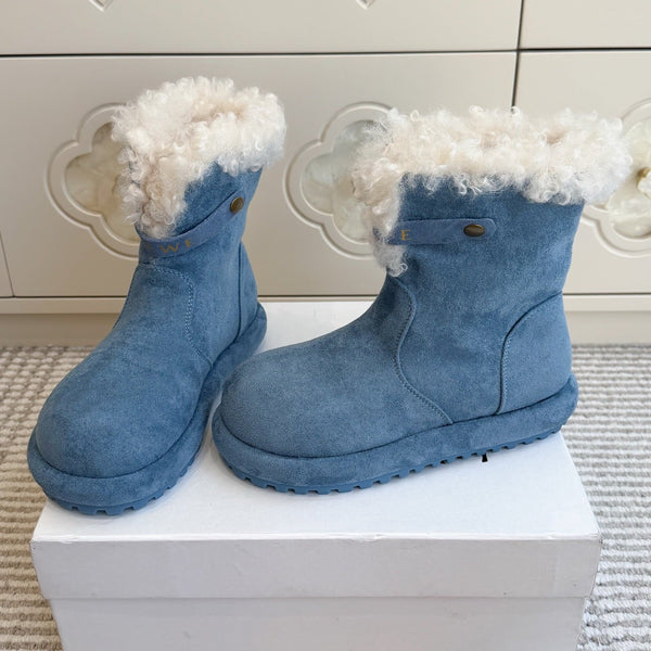 LW 26FW Curly Shearling Cuff Snow Boots Suede 193310