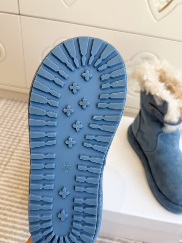 LW 26FW Curly Shearling Cuff Snow Boots Suede 193310