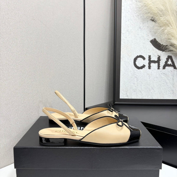 CC 26FW Slingback Flat Shoes Bow Detail Suede Patent Leather 193763