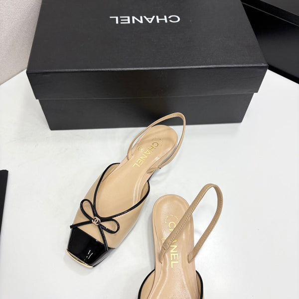 CC 26FW Slingback Flat Shoes Bow Detail Suede Patent Leather 193763