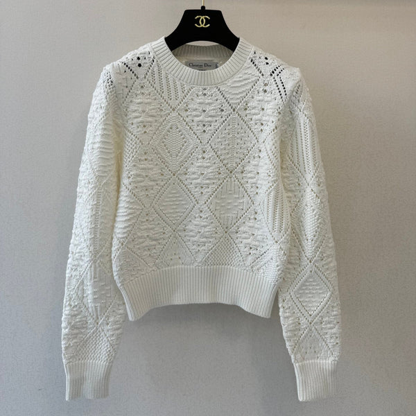 CD 26FW Crewneck Pullover Sweater White Cotton 448177