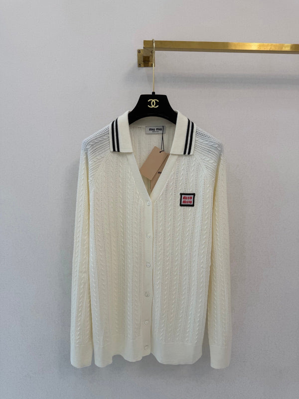 Miu 26FW Knit Tank & Cardigan Set Cream Cashmere 448156