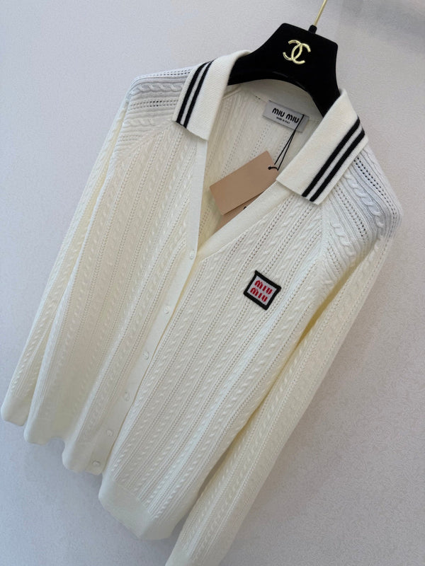 Miu 26FW Knit Tank & Cardigan Set Cream Cashmere 448156