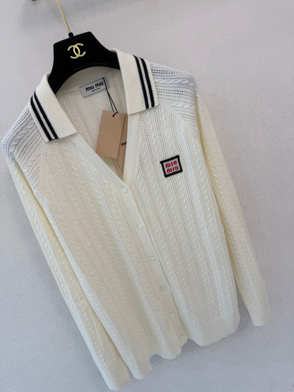 Miu 26FW Knit Tank & Cardigan Set Cream Cashmere 448156