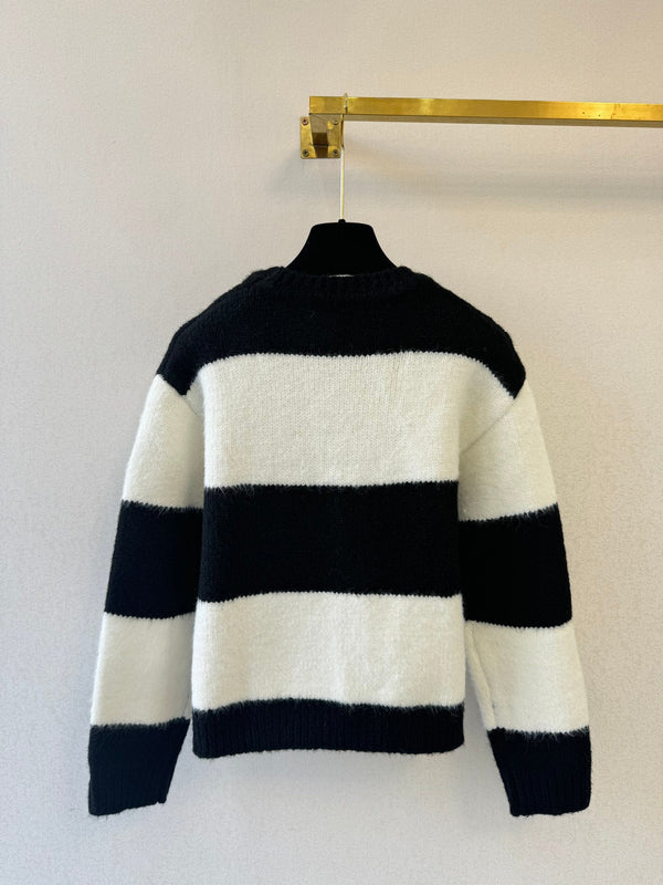 CE 26S Crewneck Pullover Black White Mohair Wool 448146