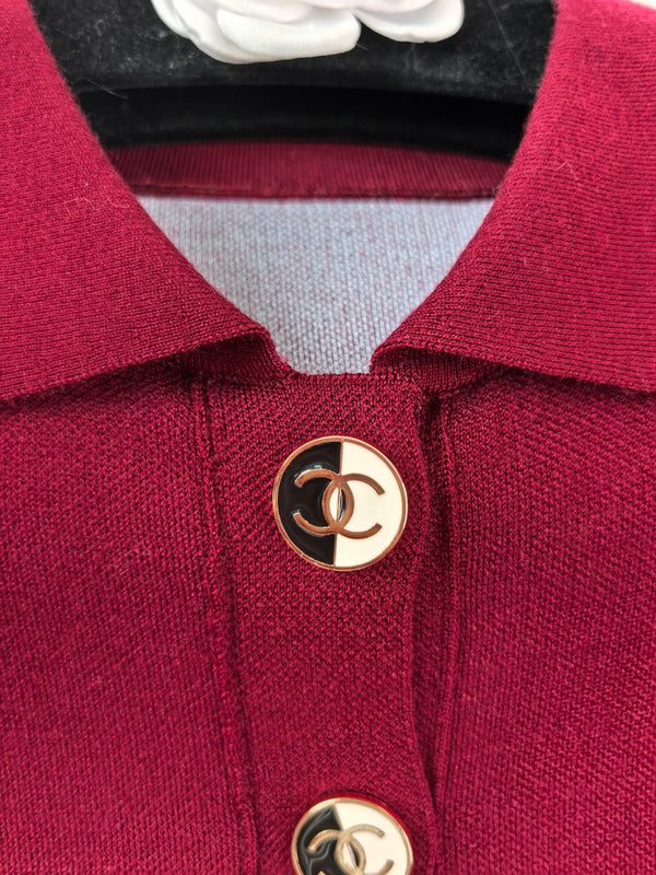 CC 26S Polo Collar Long-Sleeve Pullover Silk 448118