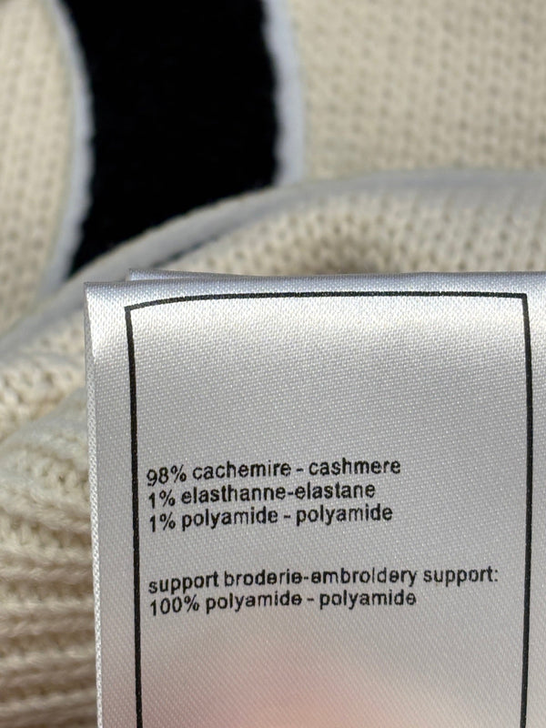 CC 26S Crewneck Knit Top Raised Double-C Logo Cream Cashmere 448089