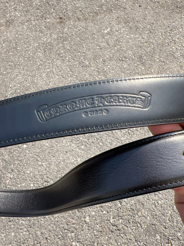 CH Dragon Kiss Buckle Belt 3.8cm Black Oil-Waxed Cowhide Leather 197828