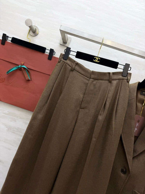 LP 26FW Vintage Blazer and Pleated Wide-Leg Pants Set Brown Blended Fabric 449846