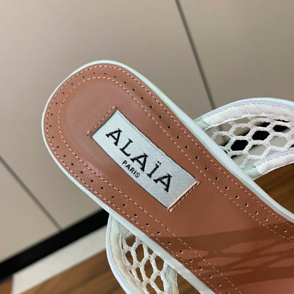 Alaia 26FW Heart High Heels 10.5cm Patent Leather Mesh 189534