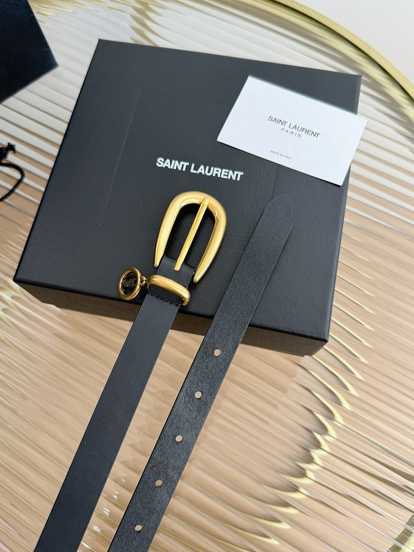 YSL 26S Belt 2cm Gold-Tone Buckle Italian Leather  220481
