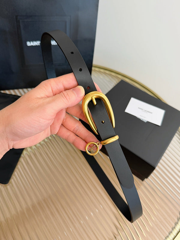 YSL 26S Belt 2cm Gold-Tone Buckle Italian Leather  220481