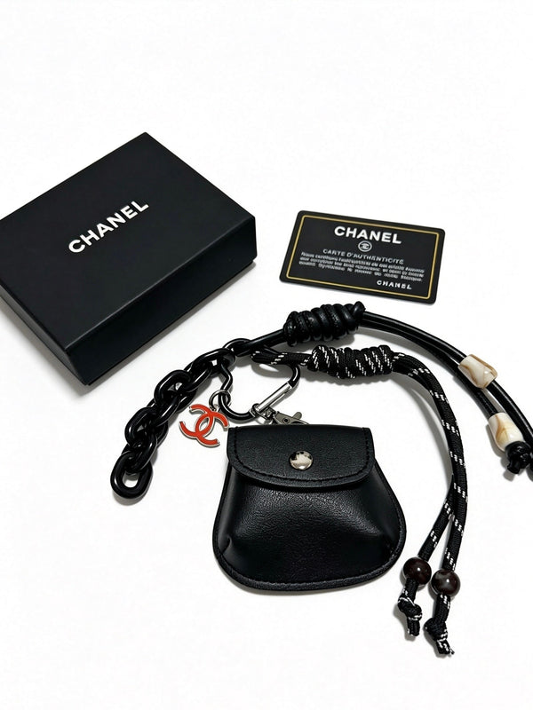 CC Mini Bag Charm With Chain And Braided Rope