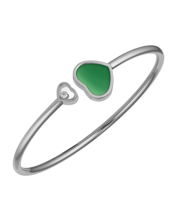 BRACCIALE HAPPY HEART MALACHITE ARGENTO DIAMANTE