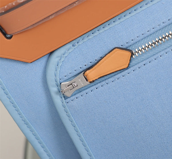 HM HERBAG ZIP 31 TELA CIELO E BRONZO