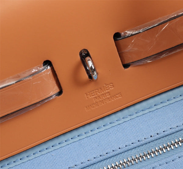HM HERBAG ZIP 31 TELA CIELO E BRONZO