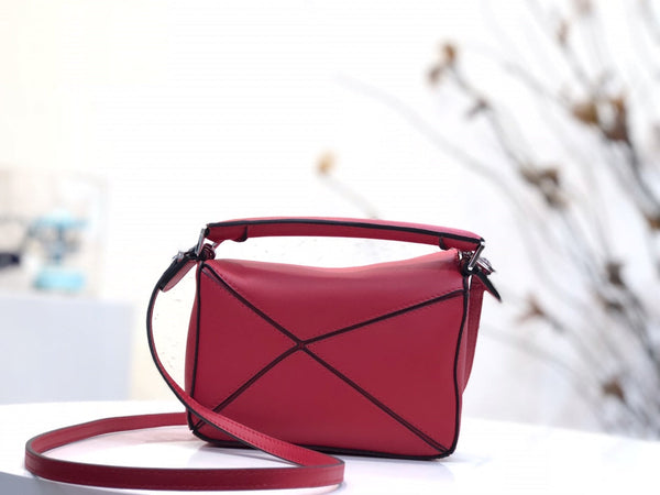 BORSA LOE MINI 18 PUZZLE IN PELLE DI VITELLO ROSSO CILIEGIA