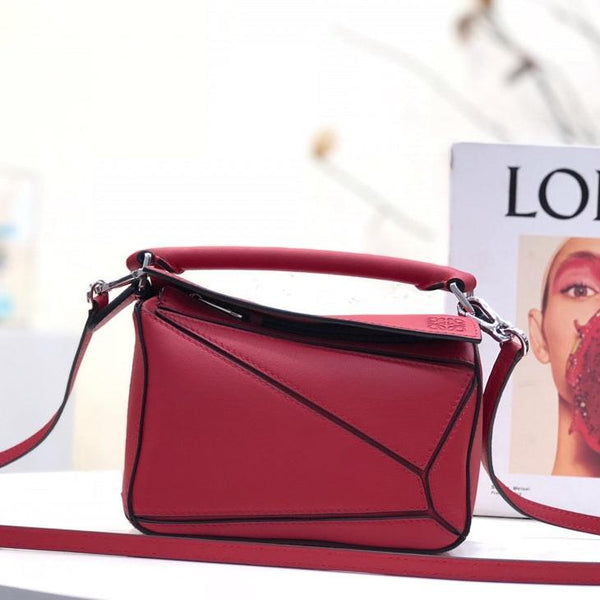 BORSA LOE MINI 18 PUZZLE IN PELLE DI VITELLO ROSSO CILIEGIA